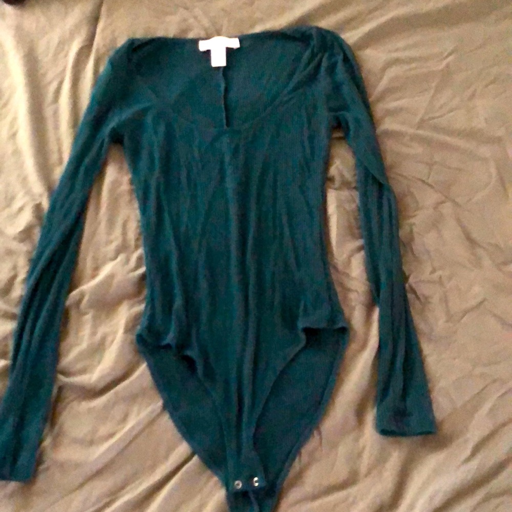 Teal ribbed leotard forever 21 size S